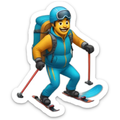 food delivery guy on skis sticker
