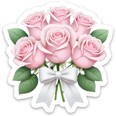 Bouquet of roses in light pink with bow sticker