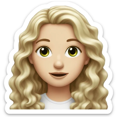 white girl with really long wavy brown hair with very green eyes sticker