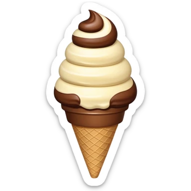 chocolate and vanilla swirl ice cream on cone sticker