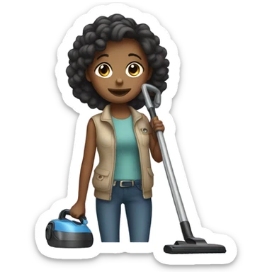 Girl holding a vacuum  sticker