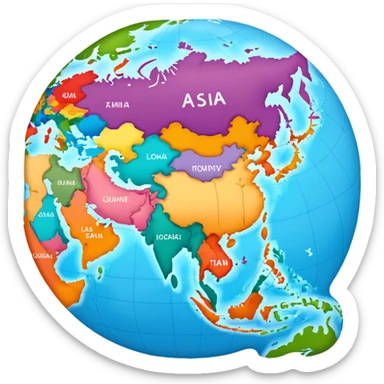 asia map sticker