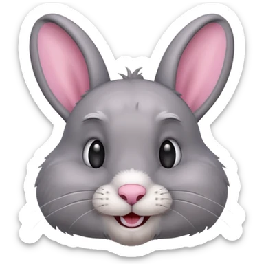 Head of a grey rabbit, grinning
 sticker