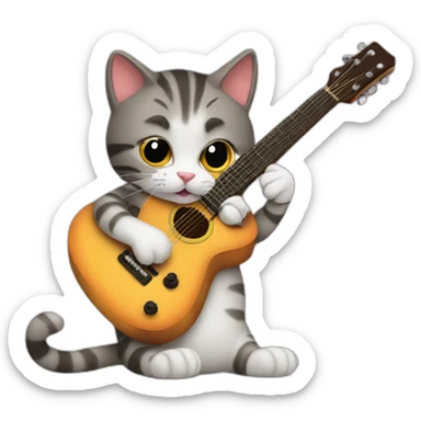 cat playing the guitar sticker