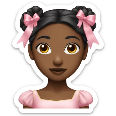 black haired pink outfited ballerina girl with bows sticker