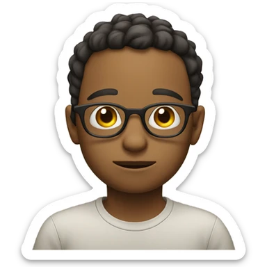 thoughtful boy with glasses sticker