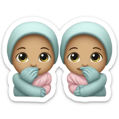 Twin babies girl and boy sticker