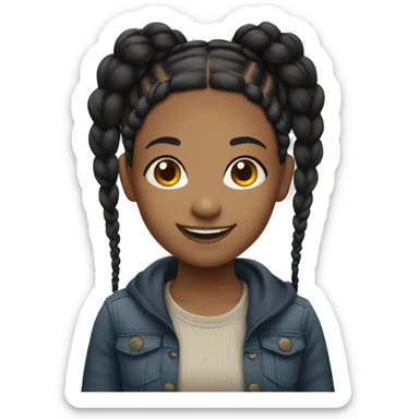 Light skin black girl with braids smiling sticker