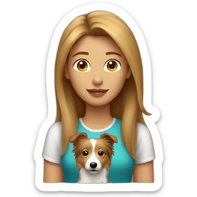 light-broun hair yong woman and a sheltie dog sticker