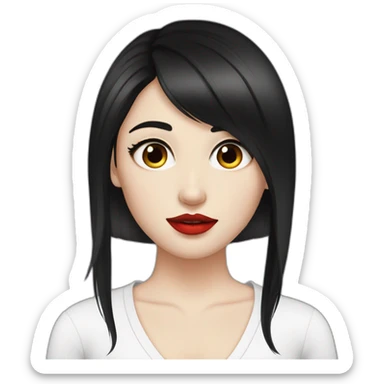 Beautiful young woman,Black hair,long hair,White skin,oval face,big eyes,Blackeyes,Redlips,Chinese sticker