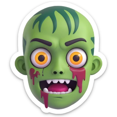 zombie face emoji, green skin, cartoonish, simple expression sticker