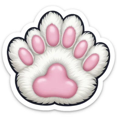 white cat fluffy paw, from the bottom, cute sticker