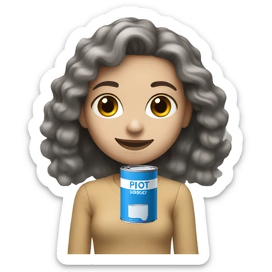 white girl with can of blue paint and brush sticker