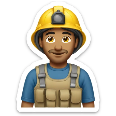 Ali aus Afghanistan als Bauarbeiter ohne Schnurbart sticker