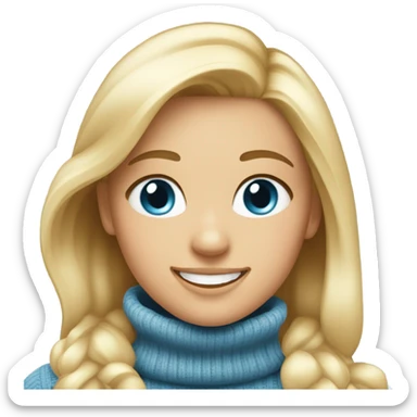 Blond Blue eyes happy girl in turtleneck sweater sticker