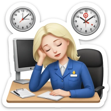 Woman sleeping at work sticker