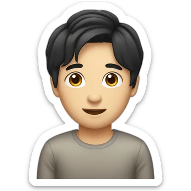 asian male with curtains haircut black hair sticker