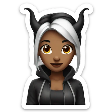 Cute devil girl with black hair and brases  sticker