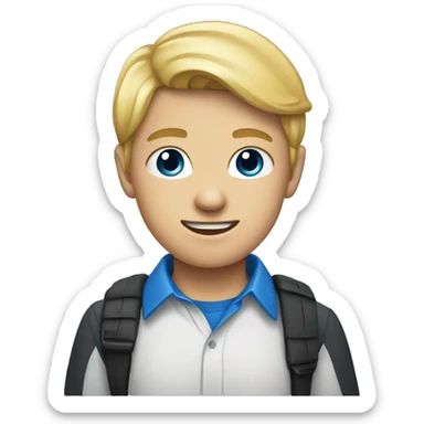 blond teenage boy wearing blue collared shirt sticker