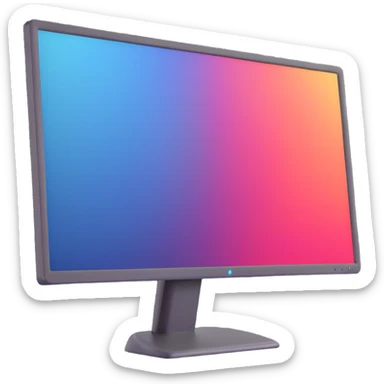 Minimalist 3D-emoticon-style icon of a desktop monitor with soft shading and subtle highlights sticker