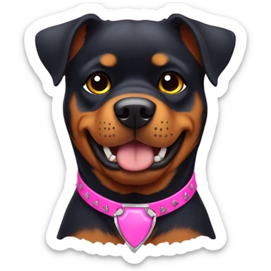 Rottweiler with a pink collar with spikes sticker