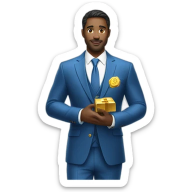 Posh-man-with-blue-suit-offering-goldbar sticker