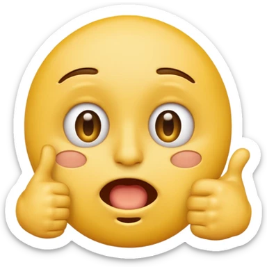 Original yellow Emoji face stressed out with one eye quivering half open and a thumbs up sticking out sticker