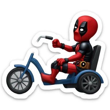 Deadpool riding a tricycle  sticker