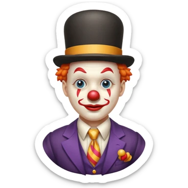 Clown in bowler hat & long tie sticker