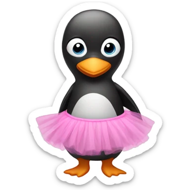 Generate a Pink penguin in a tutu  sticker