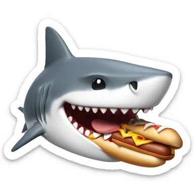 Laughing shark eating a hotdog sticker