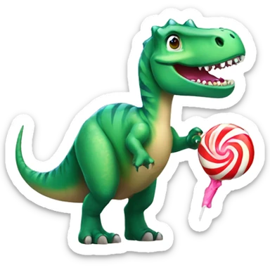 A dinosaur holding lolipop  sticker