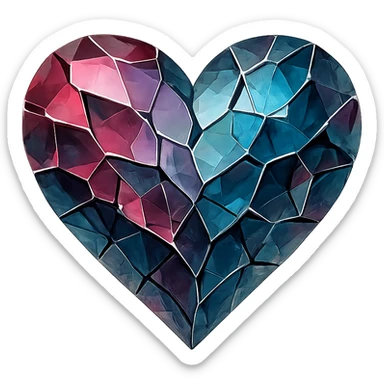heart with a shattered gemstone effect, remove background sticker