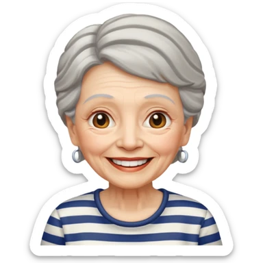 Old lady with striped t shirt sticker