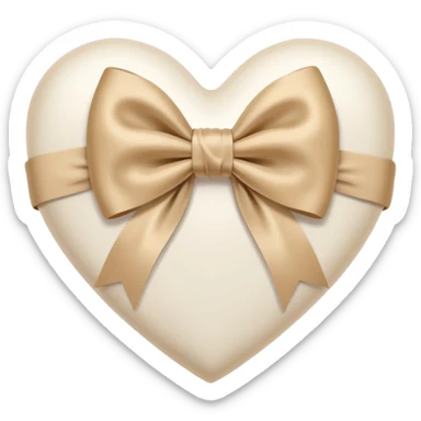 white heart with beige bow, bow on top sticker
