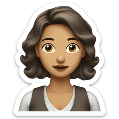 Chica peli negra, cabello por los hombros, ondulado, morena, ojos cafés sticker
