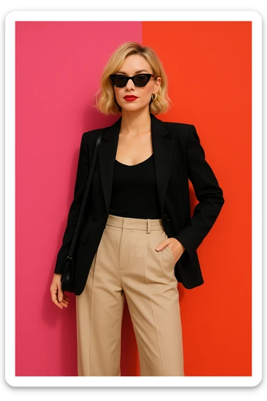 a lady with blond hair, distinct style 7 sticker