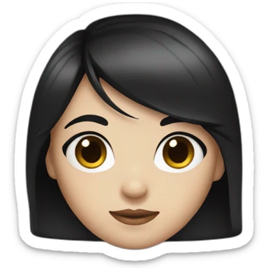 Cute woman with straight black hair and blue eyes sticker