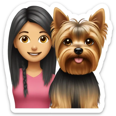 Yorkie and girl sticker