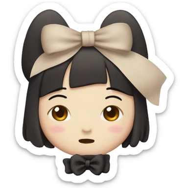 Beige kuromi with a bow sticker