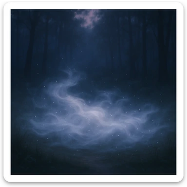 A delicate, wispy shroud of fog, floating above the ground, with light, airy textures and a magical, enchanting feel. sticker
