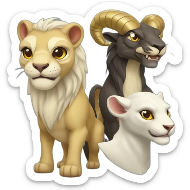 three headed chimera snake lion goat sticker