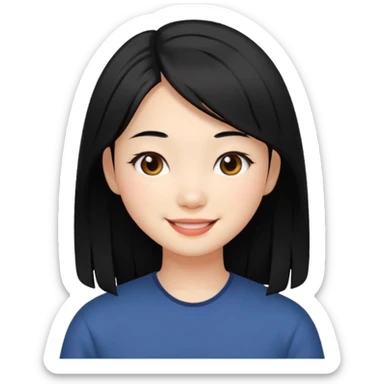 Chinese girl with black layered hair, friendly expression sticker