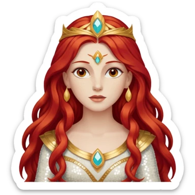 Minerva, Goddess of Wisdom from Gods and Goddesses with long red hair, ivory sequin outfit sticker