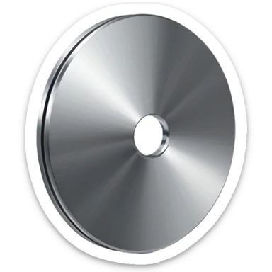 metallic disc emoji, brushed chrome surface, clean geometry, futuristic minimal 3D style, isolated on white sticker