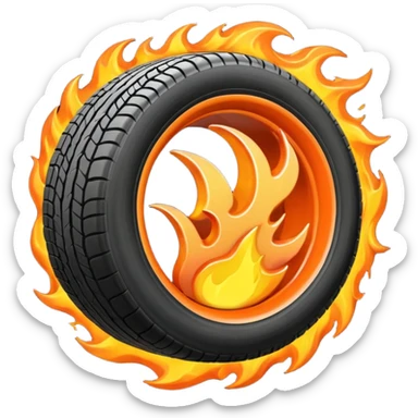 more flames in semi tire sticker