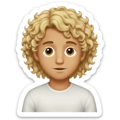 Blonde wavy curly  hair medium tan boy sticker