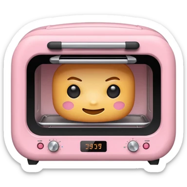 Cute emoji-style Ninja Combi countertop oven, pastel pink appliance, rounded edges, soft highlights, simple shadows, modern kitchen gadget aesthetic, kawaii but realistic, centered, white background sticker