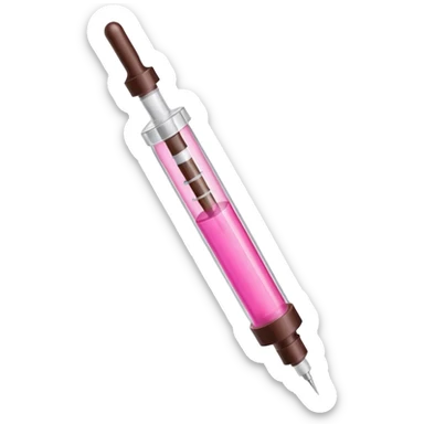 pink and dark brown syringe sticker