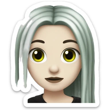 Girl goth with pale skin, green eyes, black dreadlocks  sticker